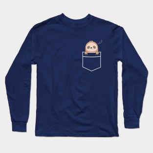 Kawaii Cute Sloth In A Pocket T-Shirt Long Sleeve T-Shirt